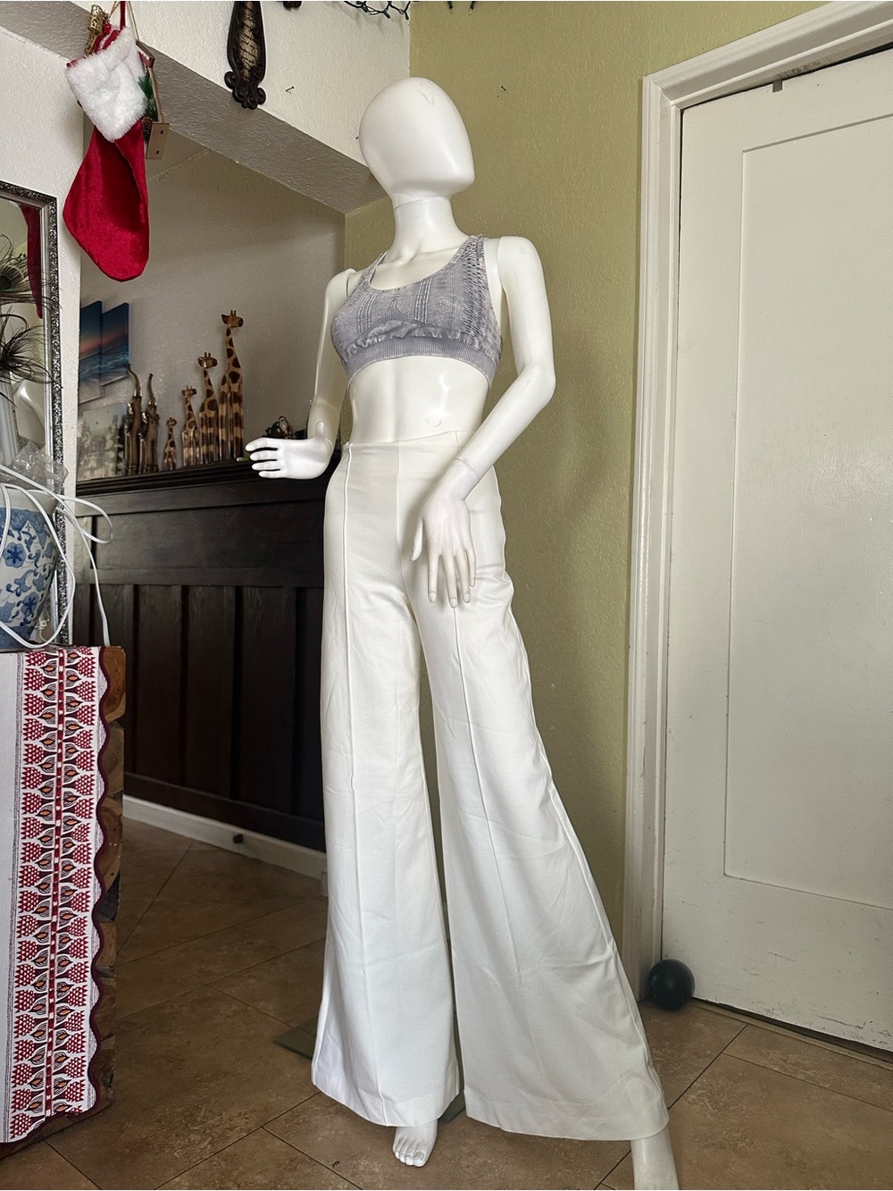High-Rise Wide-Leg Pants in White